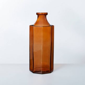 Octagonal Amber Glass Bottle Vase - Hearth & Hand™ with Magnolia | Target