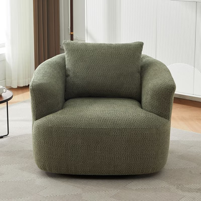 CAVINAS Green Swivel Barrel Chair,Upholstered Accent Sofa Chair with Pocket,Spring Cushion,Throw Pillow,Lounge Chair for Living Room,Bedroom,Office | Target