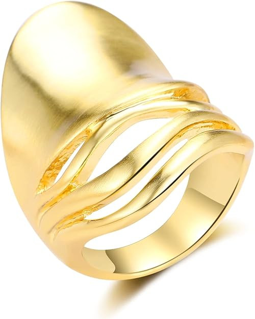 Chunky Rings for Women Gold and Silver Statement Rings Mask Dome Gold Plated Fashion Band Ring Co... | Amazon (US)