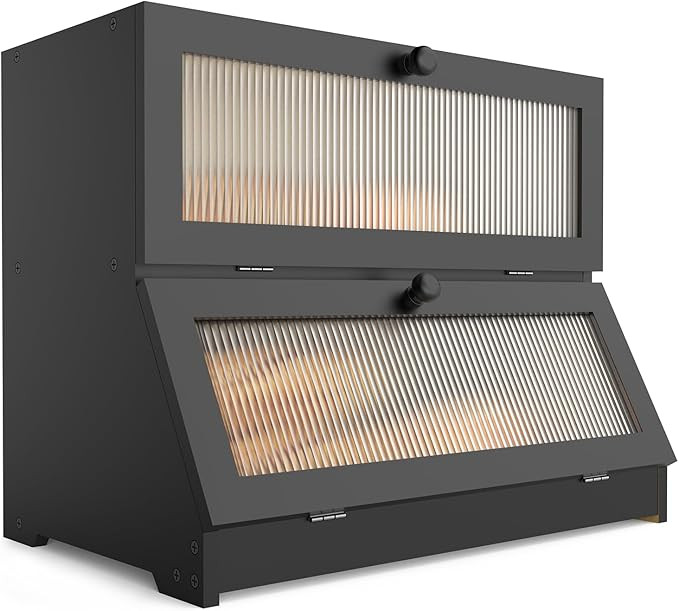 Double Layer Bamboo Bread Box for Kitchen Counter-Large Capacity Bread Storage Container Farmhous... | Amazon (US)