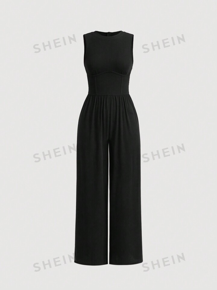 SHEIN MOD Solid Wide Leg Jumpsuit | SHEIN USA | SHEIN