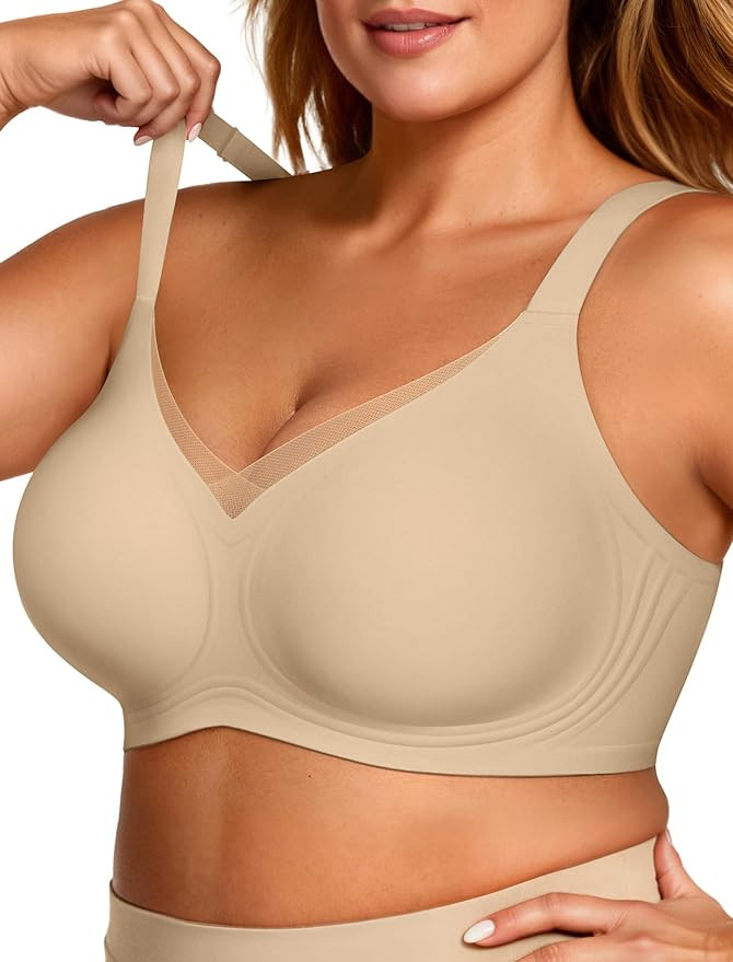 OEAK Womens Wireless Jelly Bras V Mesh Comfortable Bralette Supportive Tshirt Bra No Underwire Se... | Amazon (US)