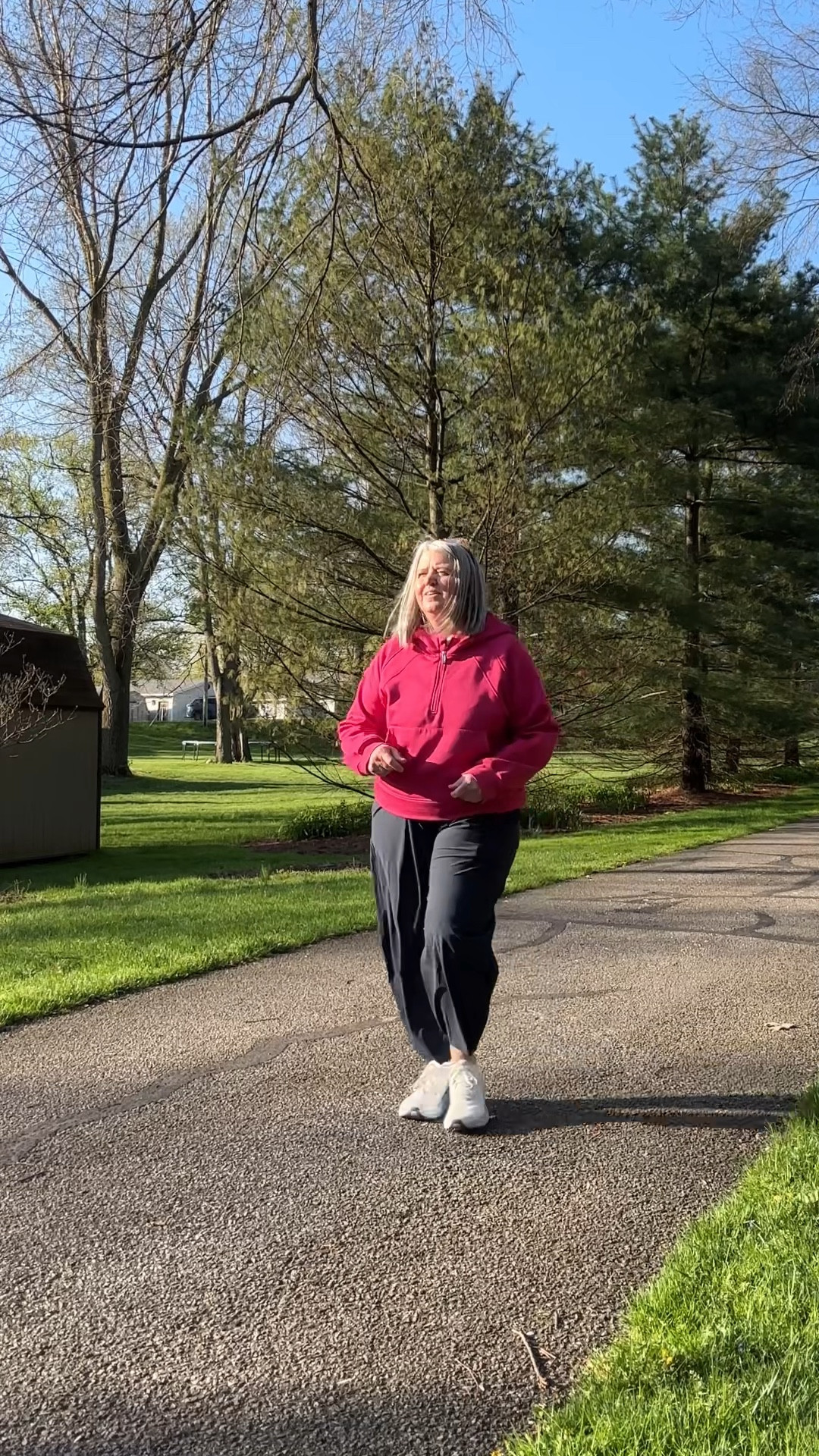 Real life plus size outfit for chilly morning walks. 
Pants XL
Sweatshirt XXL
Wide tie box sneakers - size up 1/2
Fave sports bra - 40 D
New fave cotton plus-size undies - 18/20

Measurements for size reference:
5’5” || Bust 46” || Waist 40” || Hip 51” 