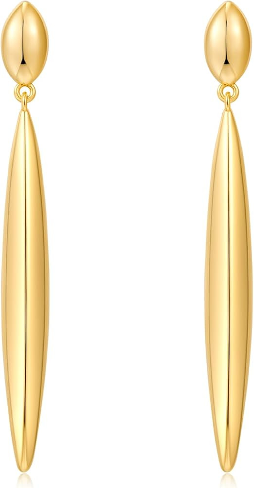 Gold Silver Minimalist Dainty Long Bar Drop Dangle Earrings for Women | Amazon (US)