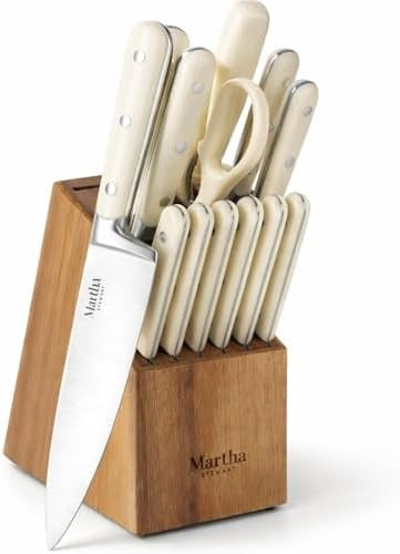 MARTHA STEWART Eastwalk 14 Piece High Carbon Stainless Steel Cutlery Kitchen Knife Block Set w/AB... | Amazon (US)