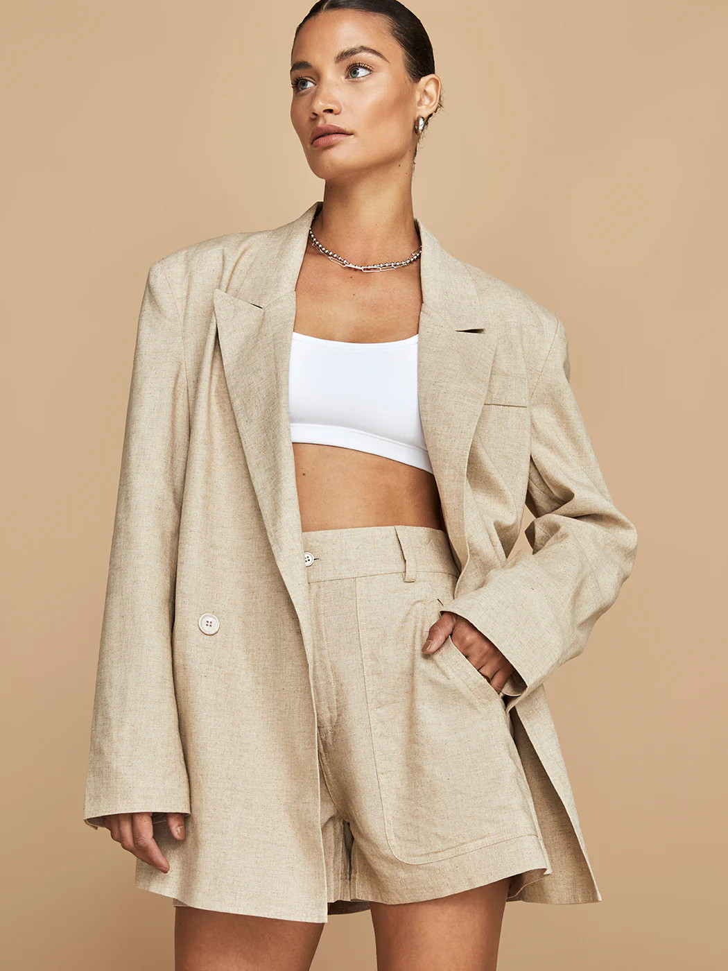 Linen Oversized Blazer | Carbon38