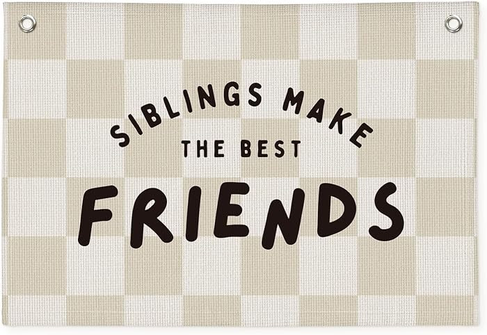 Playroom Nursery Decor, Siblings Make The Best Friends Banner, Linen Canvas Banner Wall Hanging F... | Amazon (US)