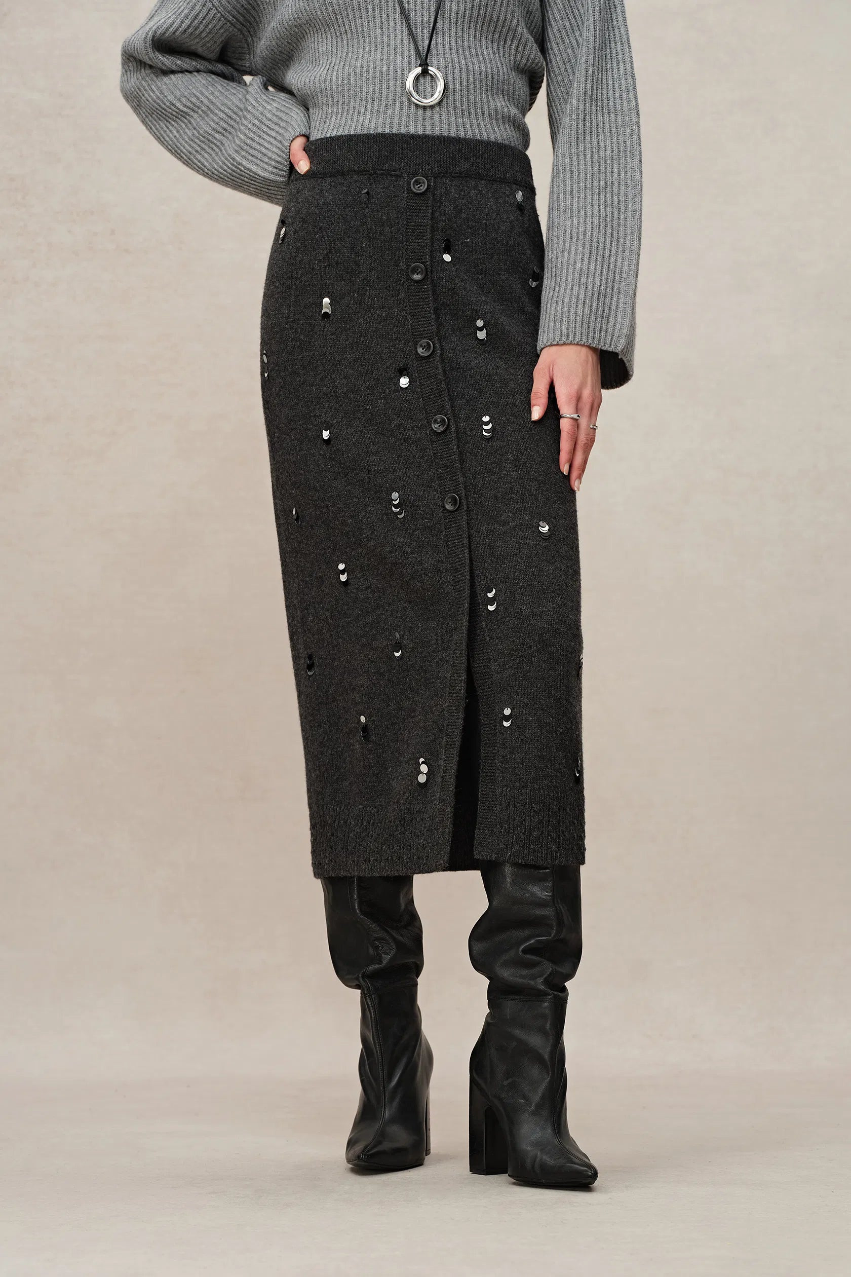 Rachel Sequined Knit Skirt | Fabrique