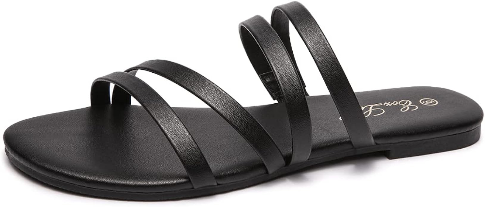 EOZLINK Women's Strappy Slides Flat Sandals Elastic Band Slides Sandals Open Toe Slipper Dress Su... | Amazon (US)