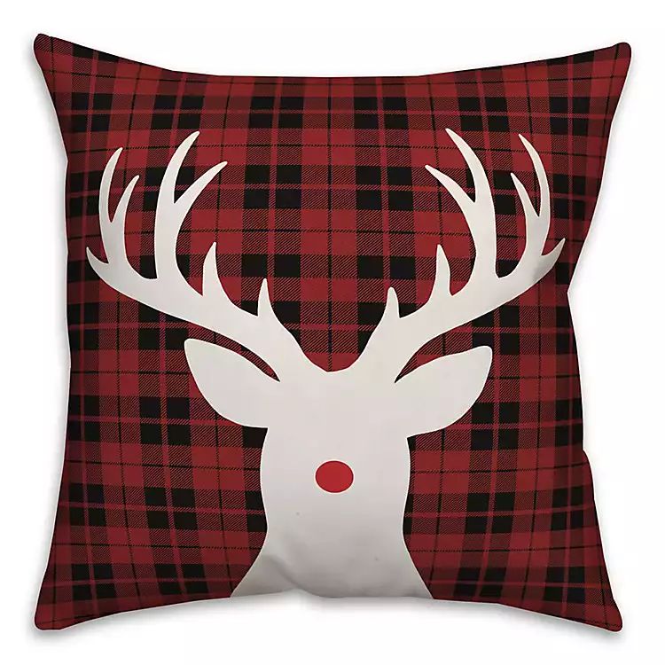 Red Nose Rudolph Plaid Christmas Pillow | Kirkland's Home