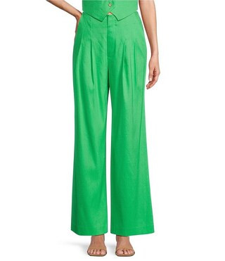 Antonio Melani Melinda Linen Blend Pleated Straight Leg Pants | Dillard's | Dillard's