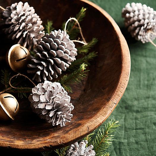 Frosted Pine Cone Ornaments, Set of 12 | Terrain