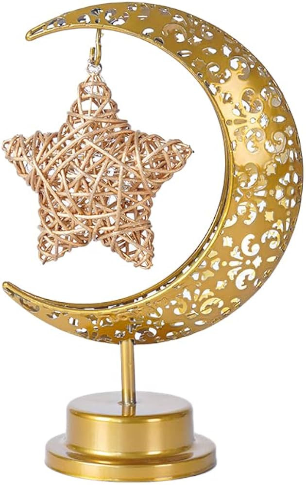 Uaben Eid Night Light,LED Iron Moon Star Eid Light Eid Craft Table Lamp Ramadan Decoration Night ... | Amazon (UK)