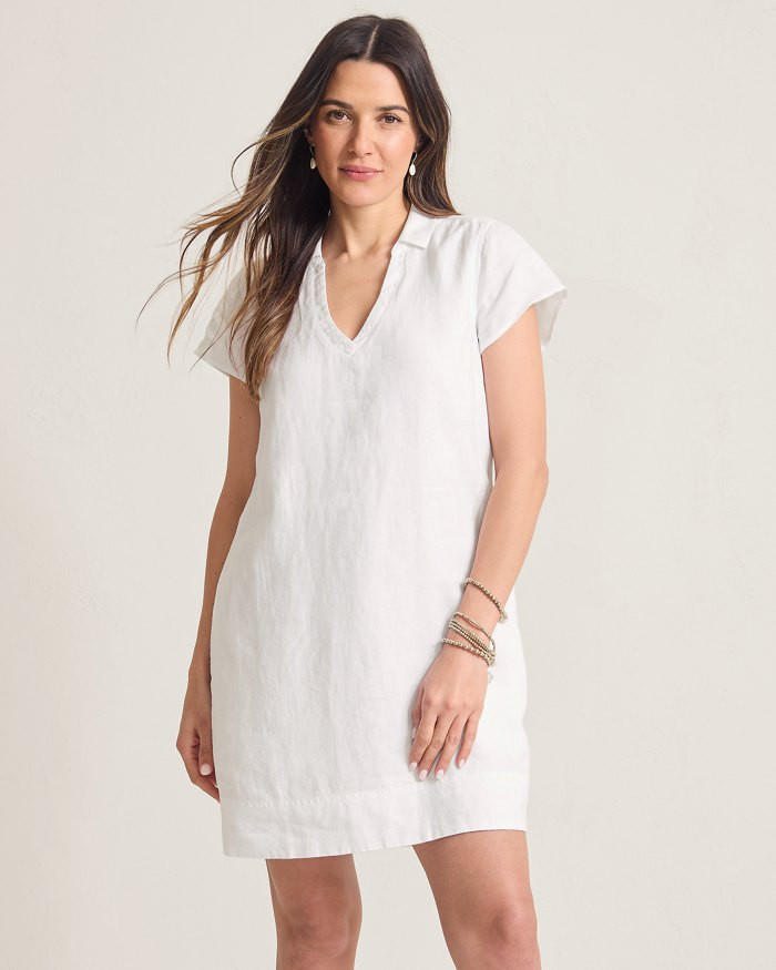 Two Palms Short-Sleeve Linen Collared Dress | Tommy Bahama