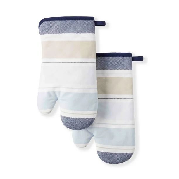 Martha Stewart Thin Stripe Oven Mitt Set, Navy Blue, 2 Piece - Walmart.com | Walmart (US)