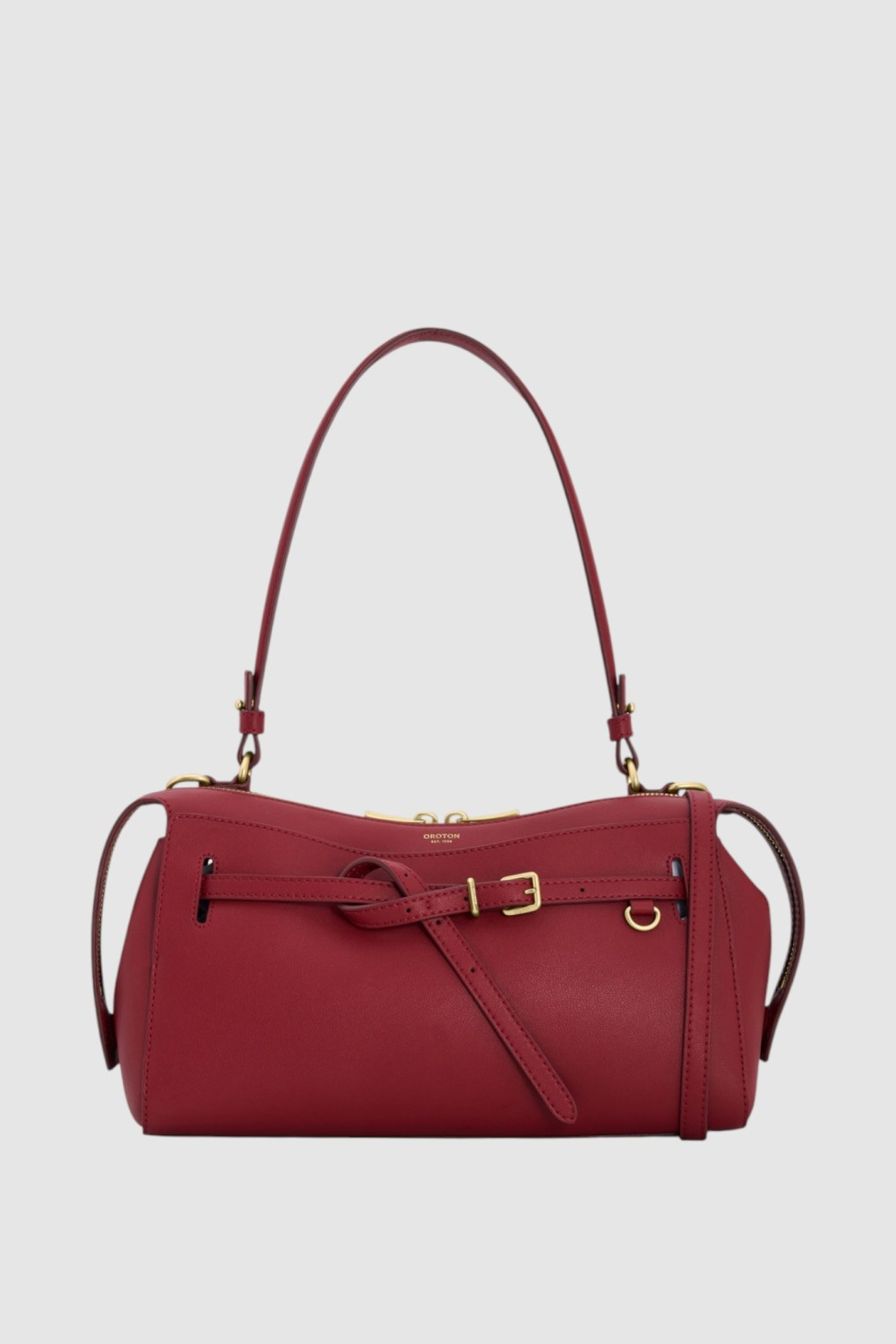 Cleo Smooth Shoulder Bag Garnet | Oroton