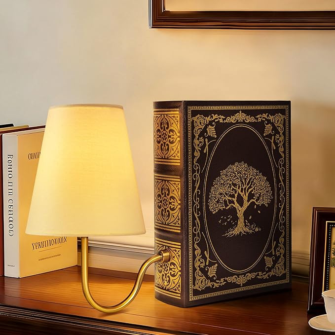 AELS Vintage Bookshelf Lamp with Bulb, Cordless Touch Dimmable Table Lamp with Linen Fabric Shade... | Amazon (US)