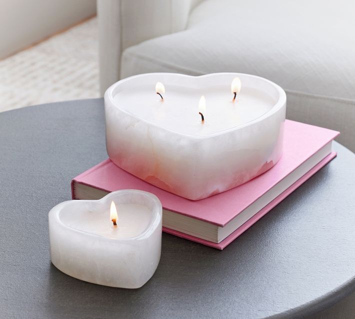 Alabaster Heart Scented Candles - Vanilla & Tobacco | Pottery Barn (US)