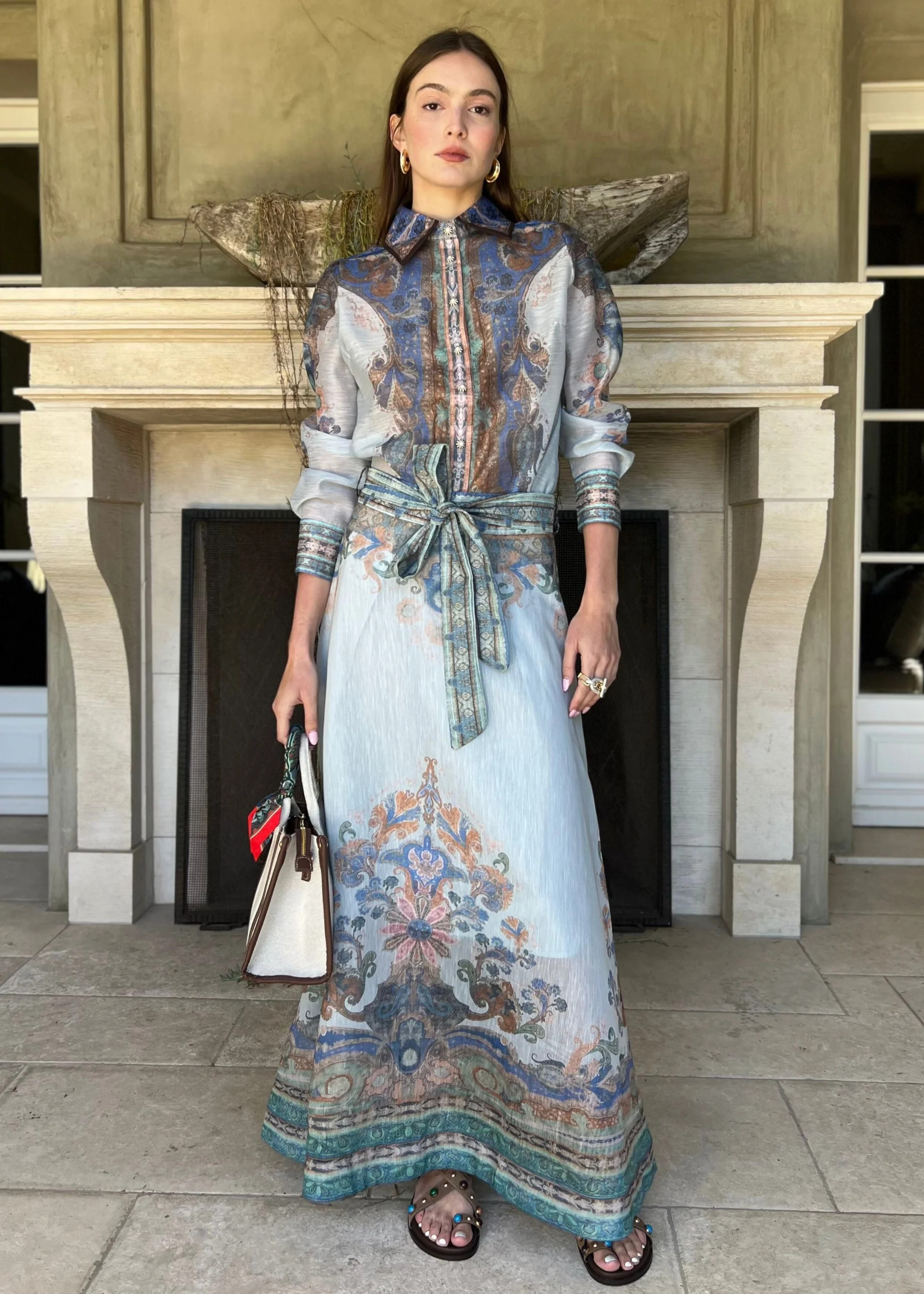 Katherine Long Sleeve Button Down Top - Blue | Benaar La