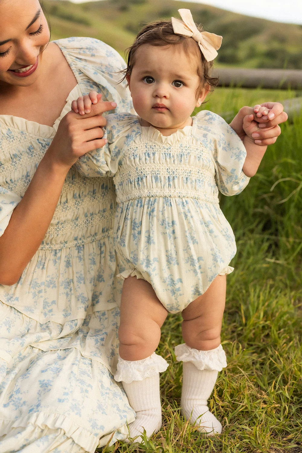 Baby Roselyn Romper in Ivory Porcelain Fleur | Ivy City Co