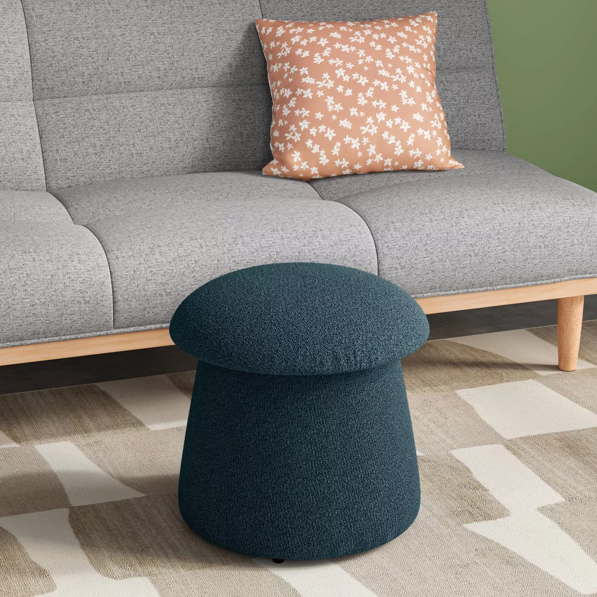 Mushroom Upholstered Storage Ottoman Blue Boucle - Room Essentials\u2122 | Target