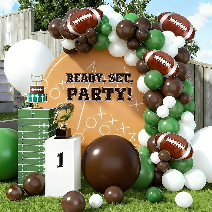 Football Balloon Arch Kit 131Pcs Football Rugby Party Balloon Decorations Sage Green and Coffee B... | Amazon (US)