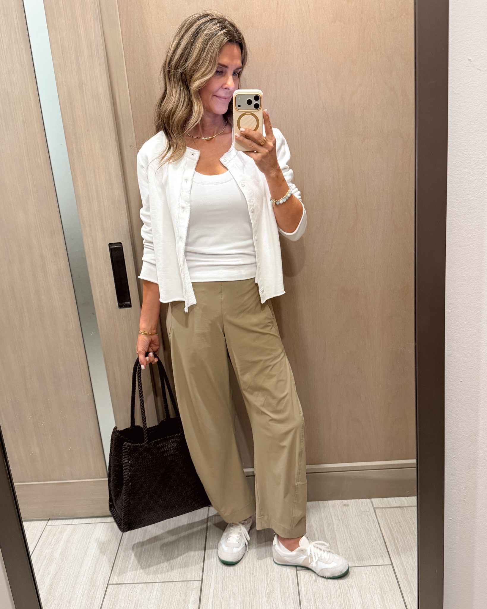 Travel look for summer travel 
@Ruti gave me a weekend code for these viral pants! TAMMY20 for 20% off your cart! Wearing a 2. 

A favorite tank, double lined, bra friendly. Sz S https://go.shopmy.us/p-47255006
-woven bag great for travel! 
-Jersey cardi sz Small 
-Sneakers TTS size up if in between 


#LTKootd #LTKOver40