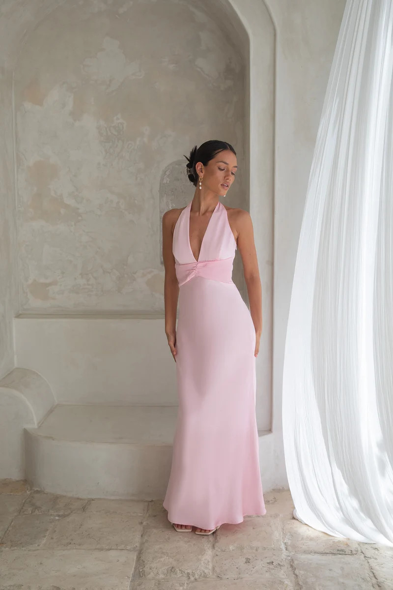 Destinations Halter Maxi Dress Pink | Fortunate One