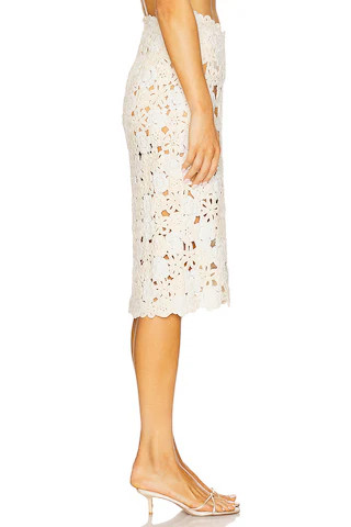 Floral Crochet Coverup Midi Skirt in White | Revolve Clothing (Global)