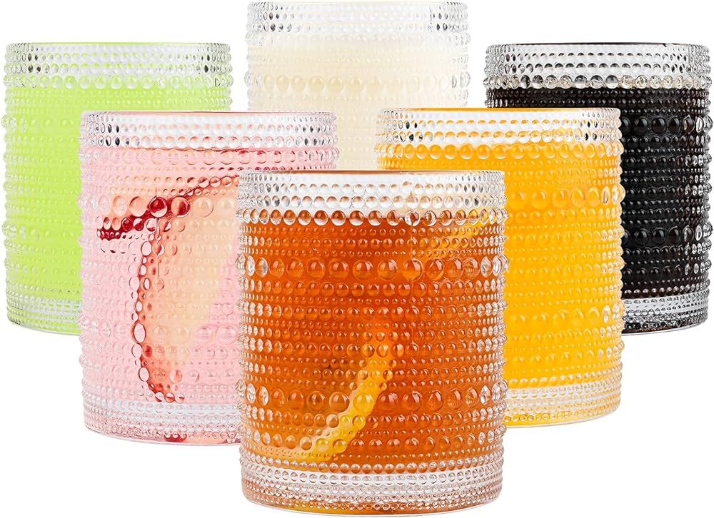 ZMOWIPDL Vintage Glassware Drinking Glasses Set of 6,12 oz Hobnail Glass Cups,Embossed Clear Wate... | Amazon (CA)