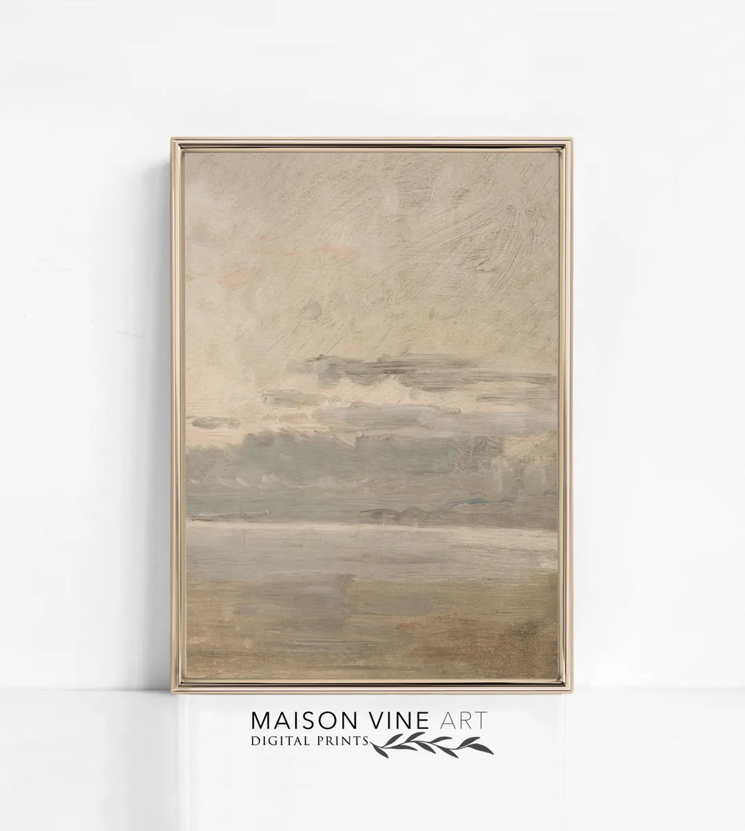 Neutral Beach Print | Minimalist Coastal Wall Art | Printable Seascape Painting | Abstract Norweg... | Etsy (US)