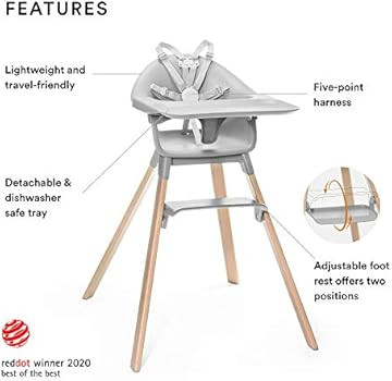 Stokke Clikk High Chair, Cloud Grey - All-in-One High Chair with Tray + Harness - Light, Durable ... | Amazon (US)