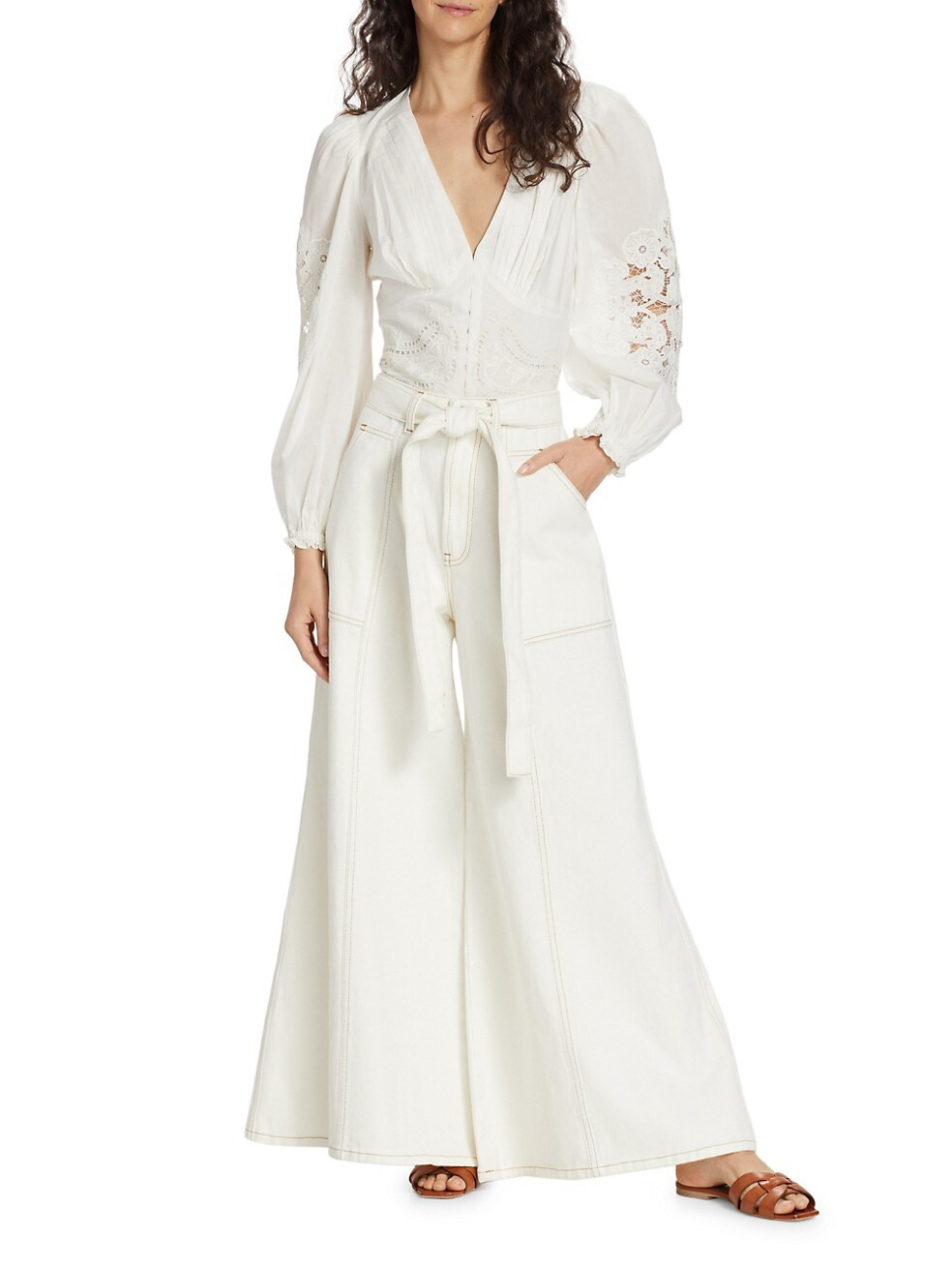 Cotton Lace-Paneled Blouse | Saks Fifth Avenue