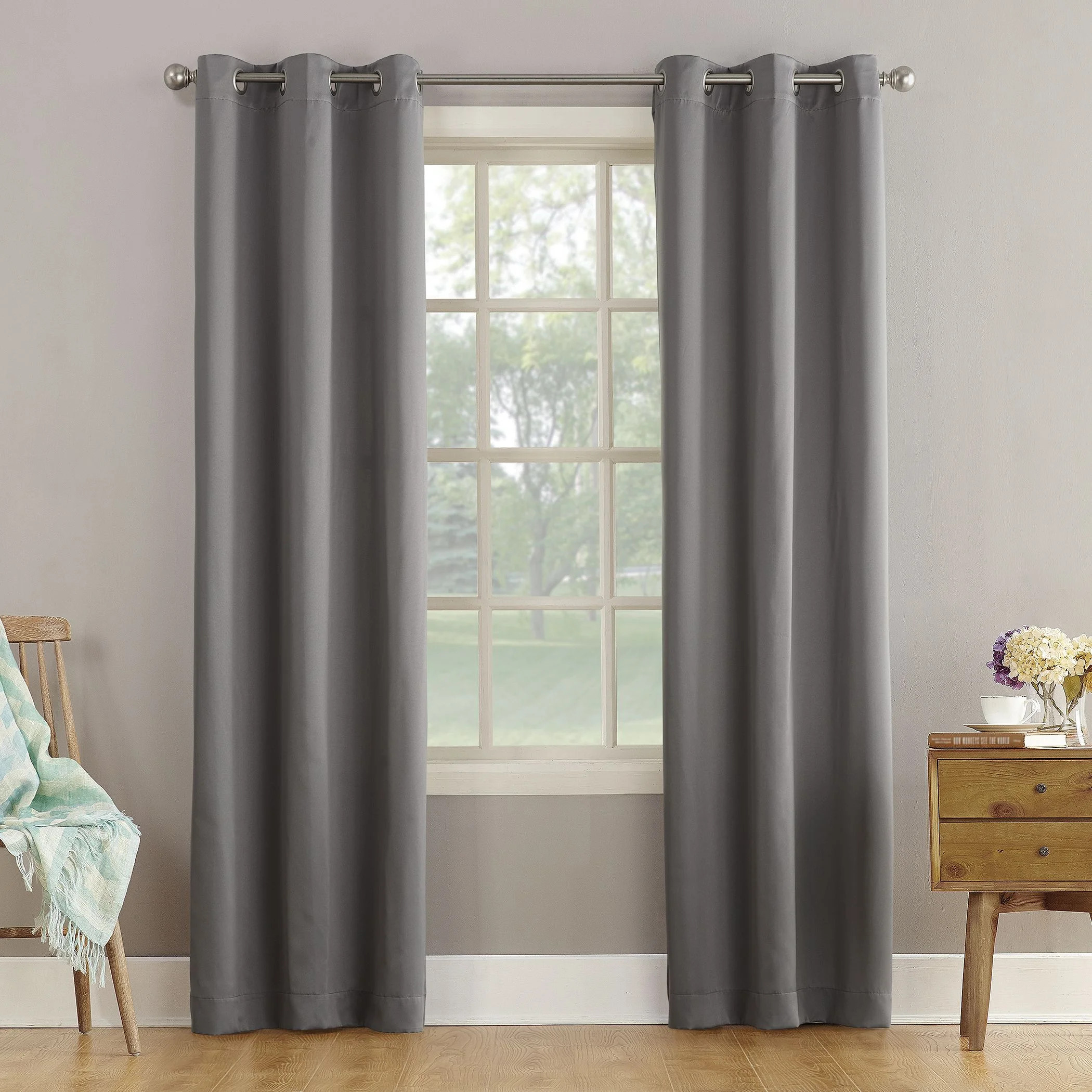 Sun Zero Arya Room Darkening Grommet Curtain Panel, 40"x63", Gray - Walmart.com | Walmart (US)
