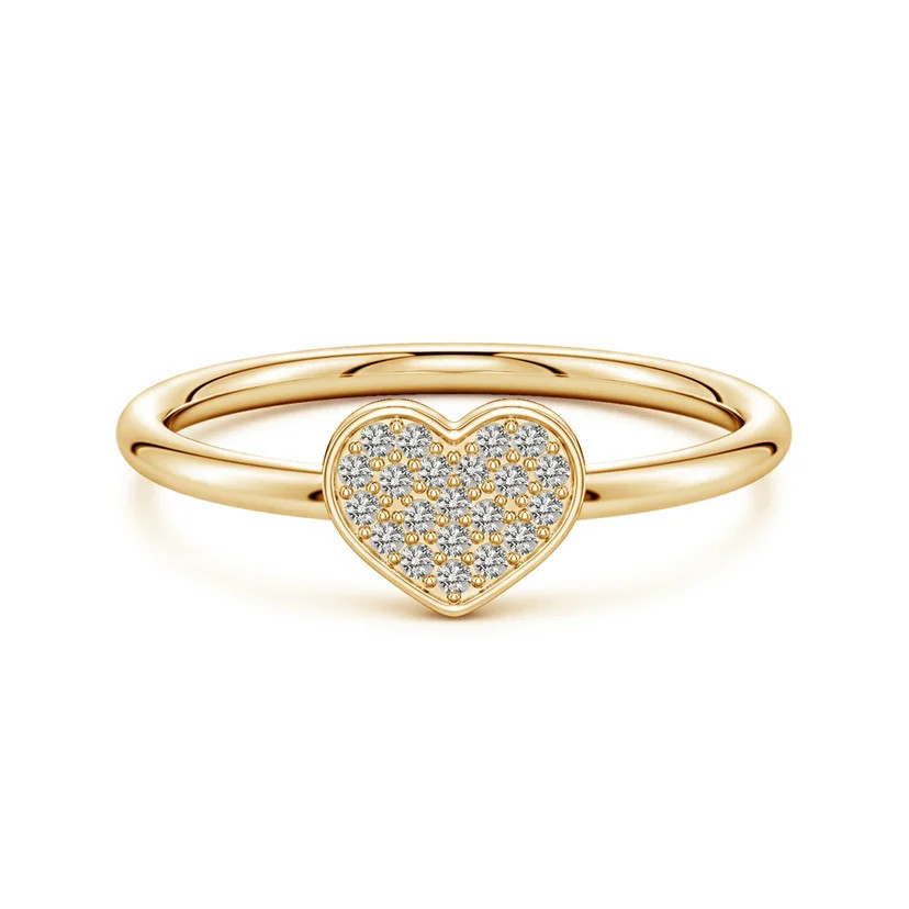 Pavé Diamond Heart Ring | Angara Inc.