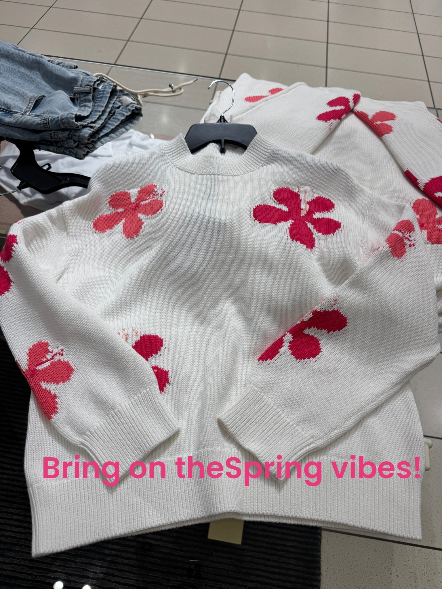 The cutest sweater for Spring! Bright white and darling pink flowers. 🌺 

#LTKFashion #LTKfashionover50 #LTKSpringFashion