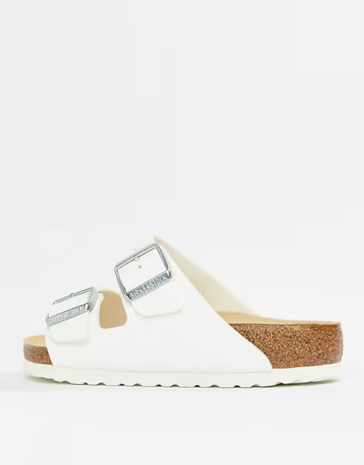 Birkenstock Arizona flat sandals in white | ASOS (Global)