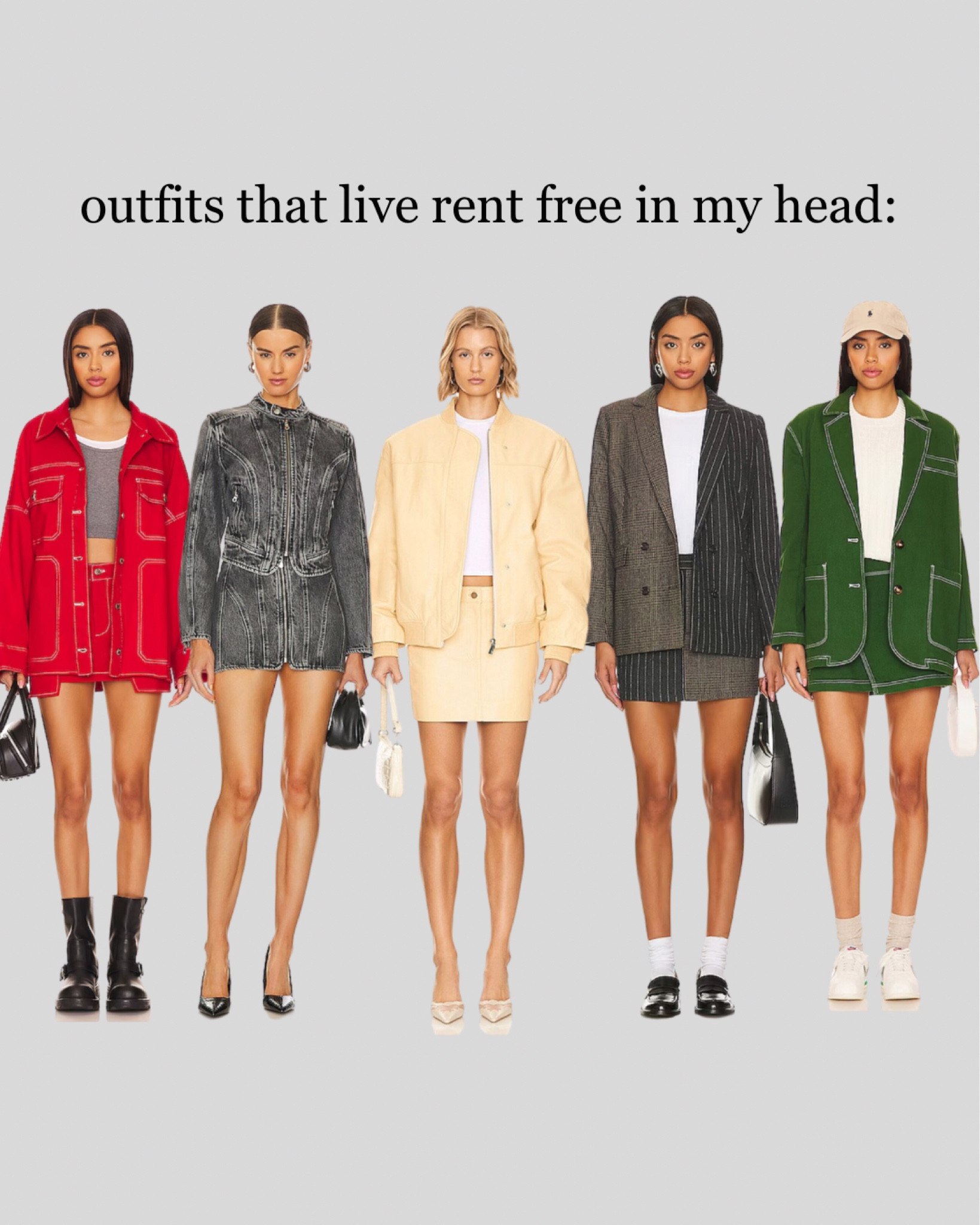 Dreaming of the perfect wardrobe- outfits that live rent free in my head - jackets and skirts - skirt outfits - oversized jackets - cargo style - two piece sets - matching set - leather jacket set - revolve favorites - what’s new in revolve - 

#LTKparties #LTKMostLoved #LTKstyletip