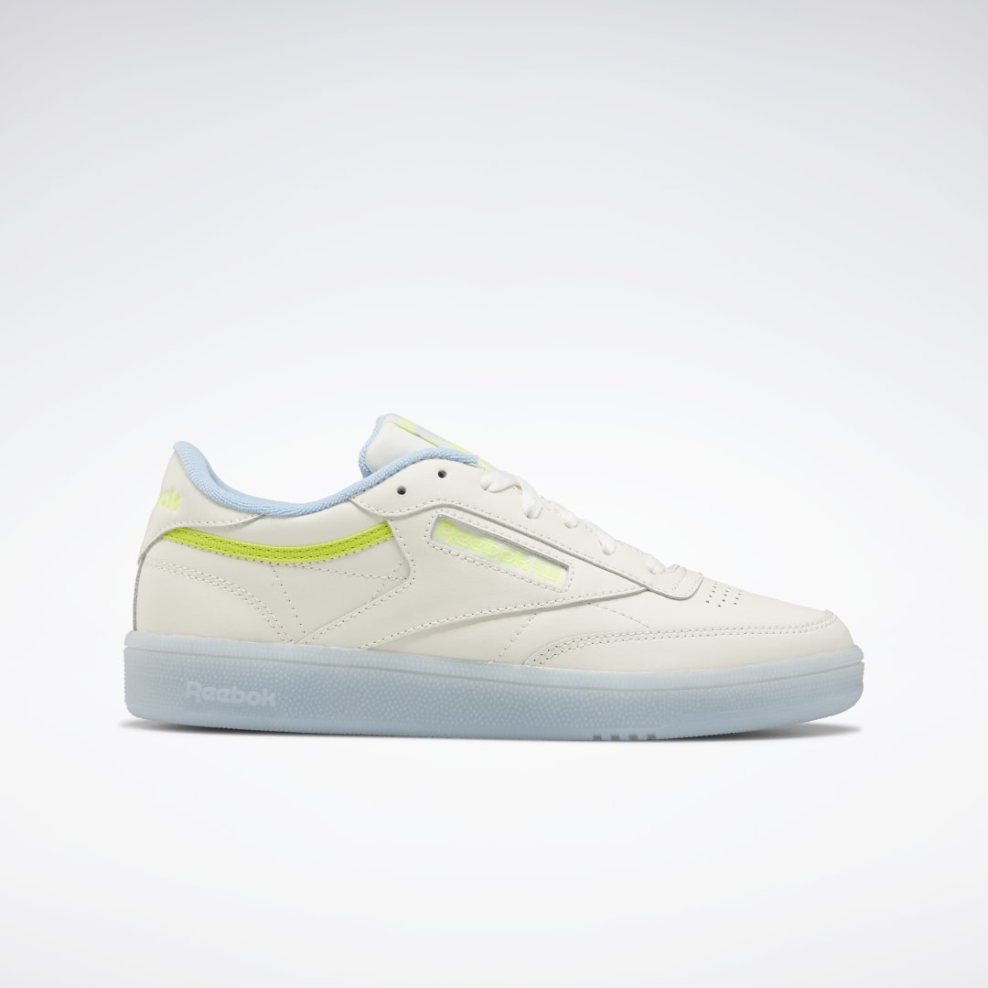 Reebok Women's Club C 85 Shoes in Chalk/Fluid Blue/Semi Solar Yellow Size 7.5 - Court Shoes | Reebok (US)