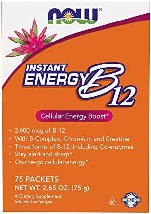 NOW Supplements, Instant Energy B-12 (2,000 mcg of B-12 per packet), Cellular Energy Boost*, 75 Pack | Amazon (US)