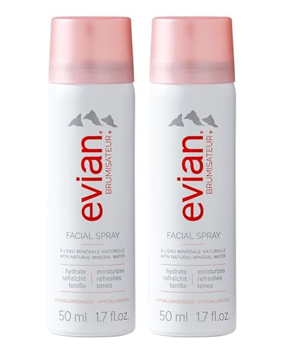 Evian Facial Spray 1.7 oz Travel Duo - Hydrating Mineral Water Mist for Face & Skin - Refreshes Makeup and Tones - TSA-Approved Mini Facial Spray to Hydrate and Soothe Skin On-the-Go | Amazon (US)