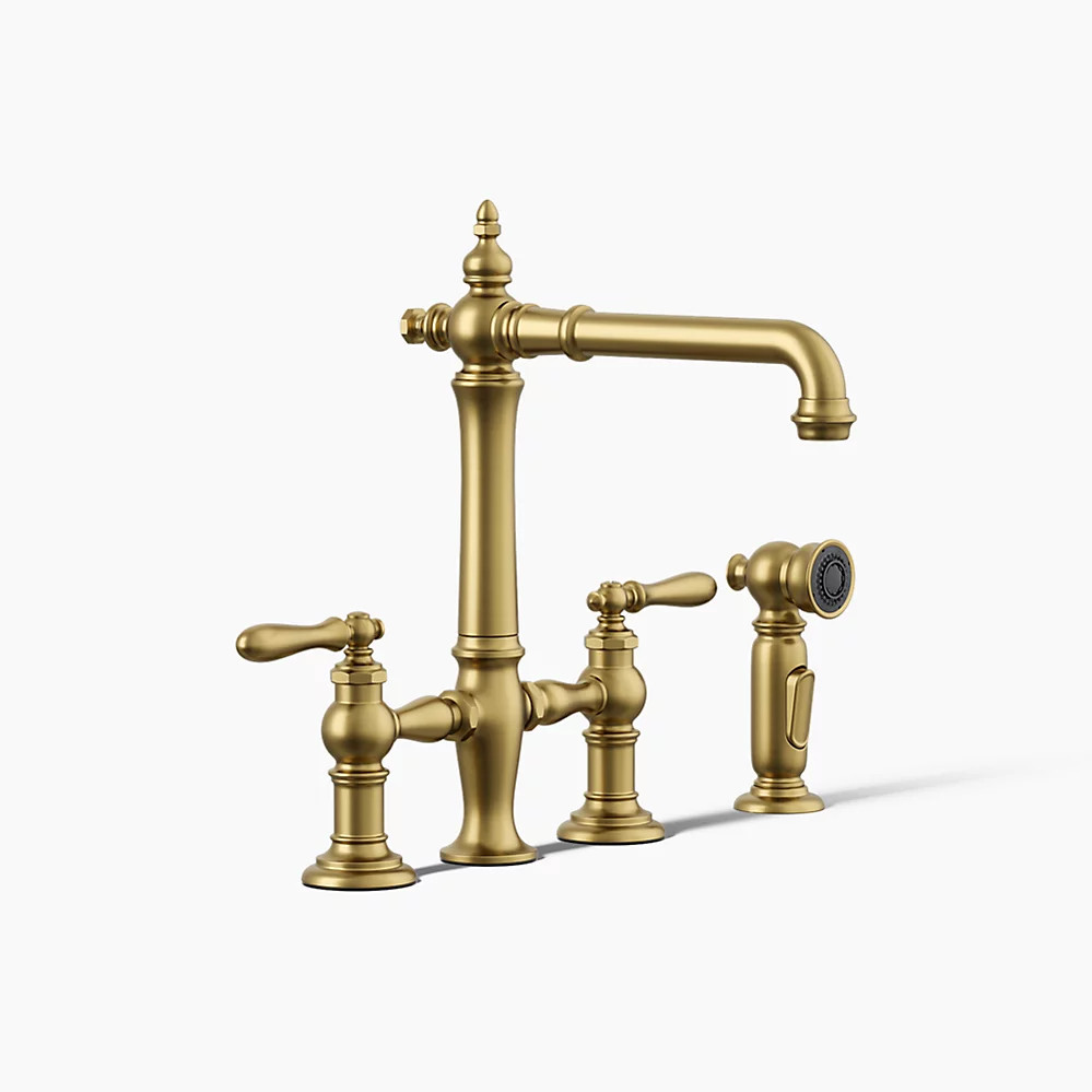 Artifacts® Three-hole bridge kitchen sink faucet with side sprayer | Kohler