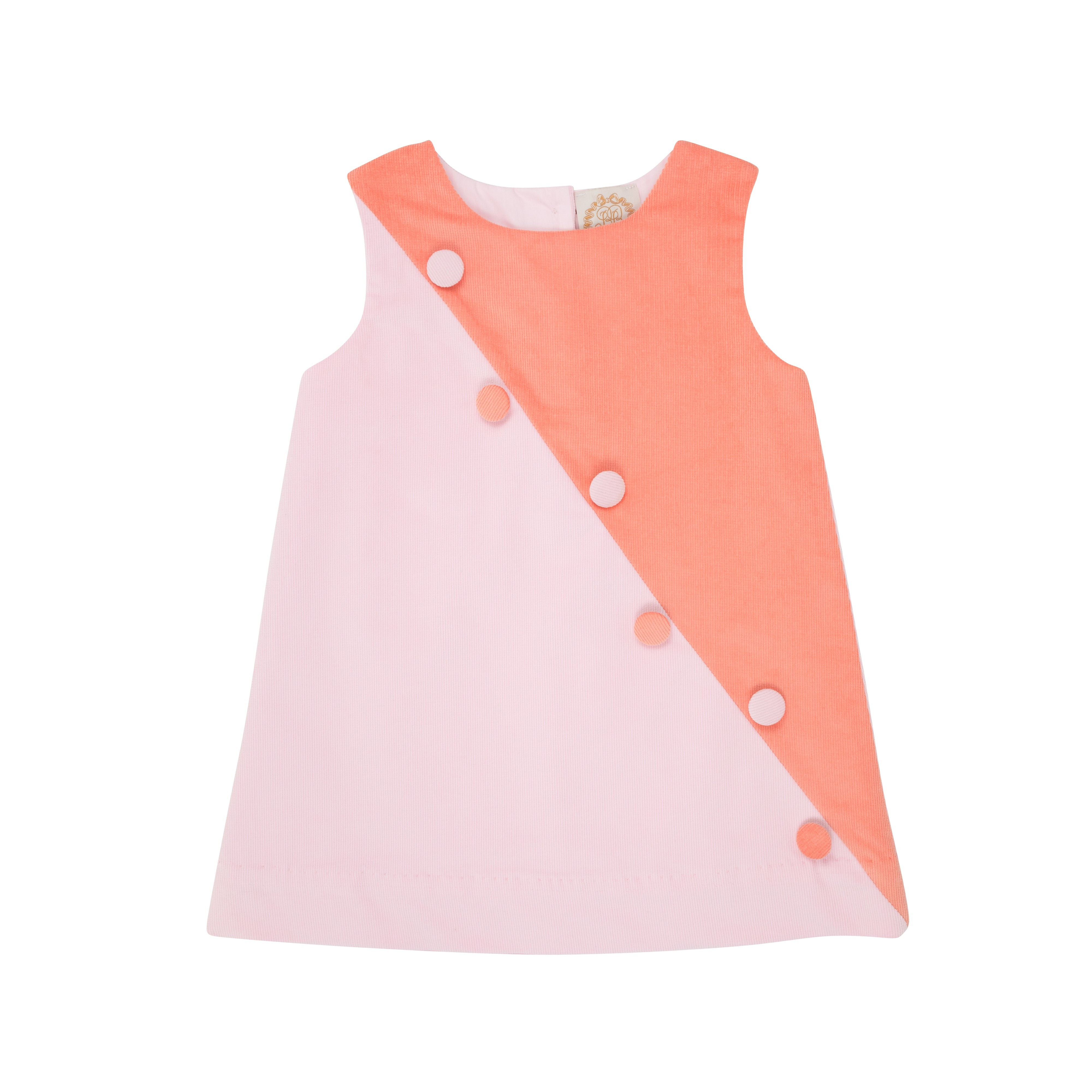 Blake Button Dress (Corduroy) - Seashore Sherbet & Palm Beach Pink | The Beaufort Bonnet Company