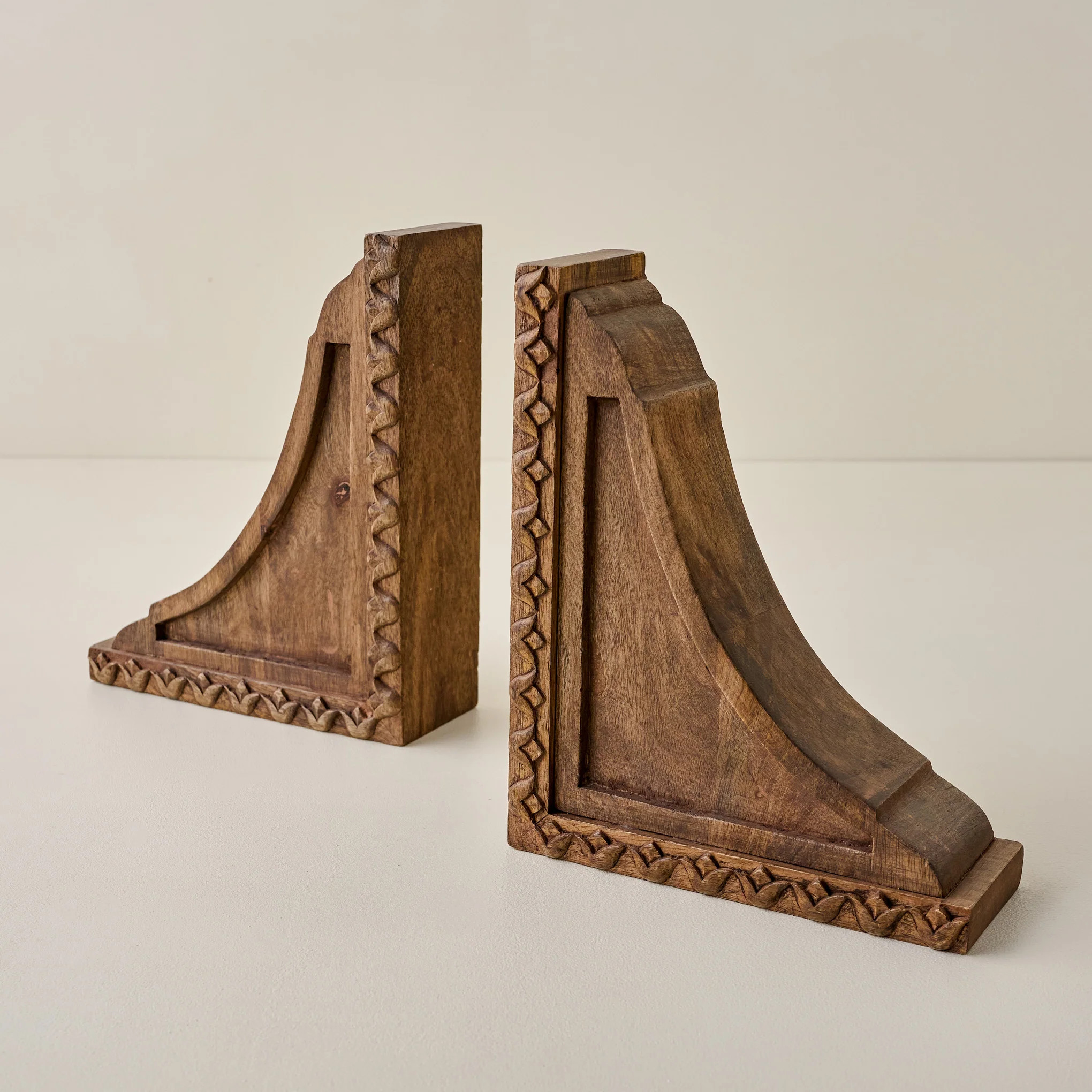 Warren Hand Carved Wood Bookends | Magnolia
