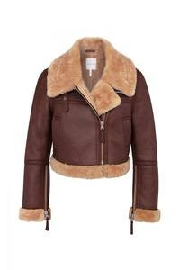 Cropped Faux Shearling Biker Jacket | Avec Les Files