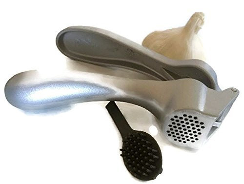 Pampered Chef Garlic Press 2575 - Easy Squeeze, Rust Proof, Ergonomic Handle - Professional Garlic Mincer & Ginger Press with Handy Cleaning Brush | Amazon (US)