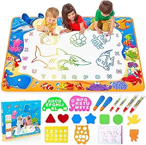 Water Doodle Mat - Kids Painting Writing Color Doodle Drawing Mat Toy Bring Magic Pens Educationa... | Amazon (US)
