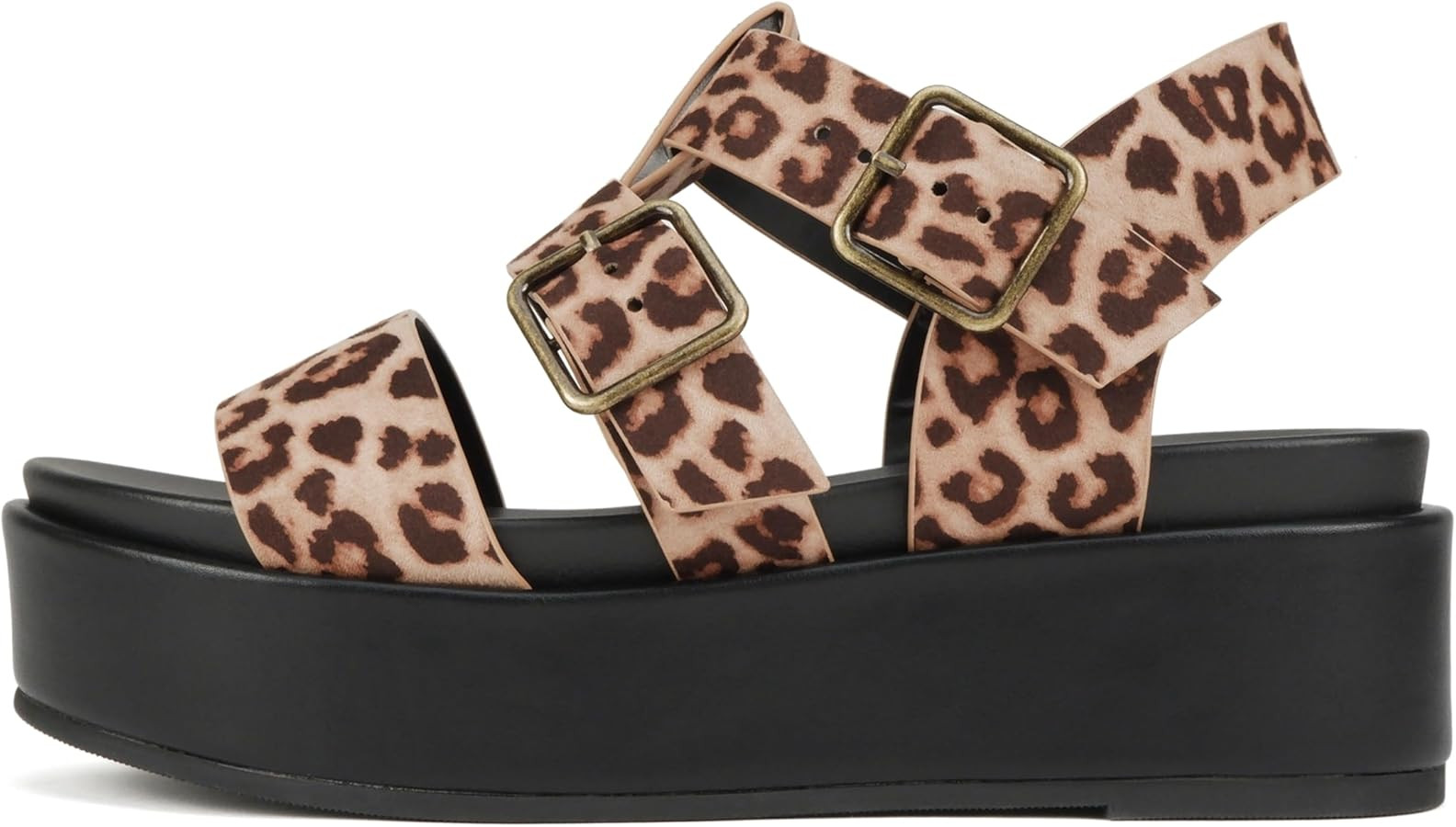 Soda “STELLAR” ~ Women Flatform Multi Strap Double Buckle Open Toe Ankle Strap Platform Wedge... | Amazon (US)