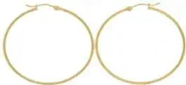 14K Yellow Gold High Polished 1.50x35mm Superlight Hoop Earring | Amazon (US)