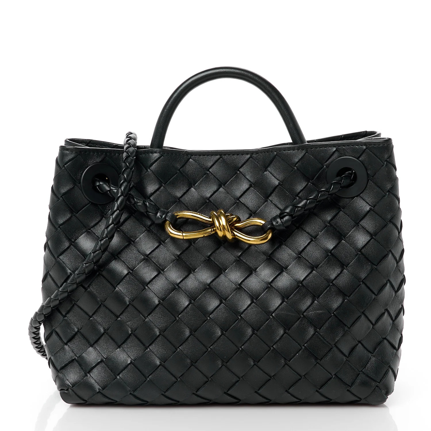 Nappa Intrecciato Small Andiamo Shoulder Bag Black | FASHIONPHILE (US)